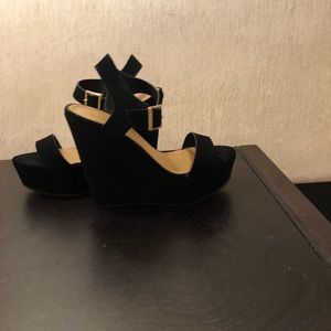 Black wedge sandals